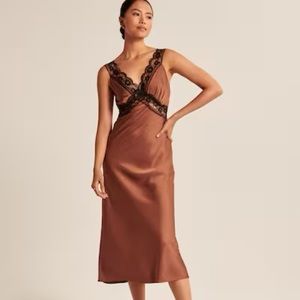 Abercrombie Satin Slip Midi Dress